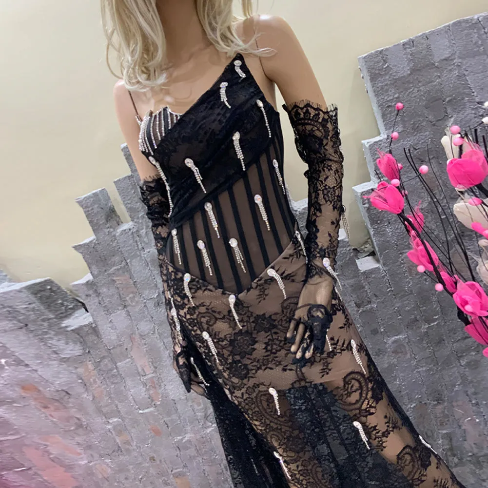 Strapless High Split Maxi Bodycon Dress HT1100