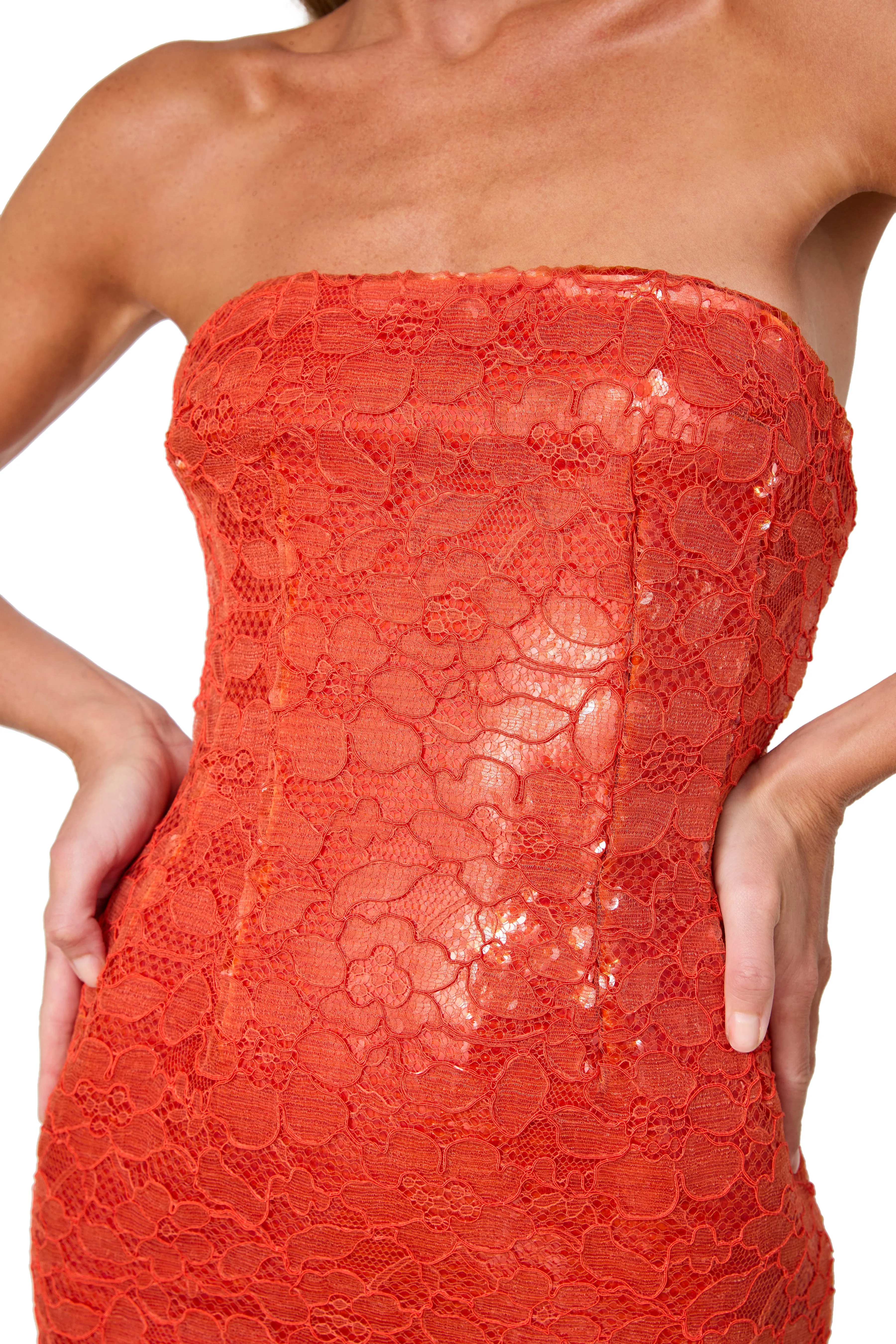 Strapless Mini Dress with Boning Detail