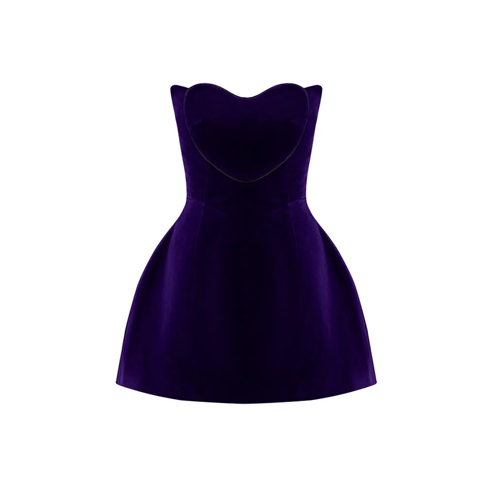 Strapless Sleeveless Pure Color Mini Dress ZNSBA758