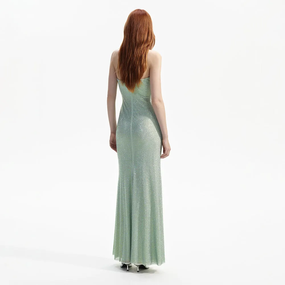 Strapless Sleeveless Rhinestone Maxi Dress ZNSBA701