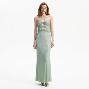 Strapless Sleeveless Rhinestone Maxi Dress ZNSBA701