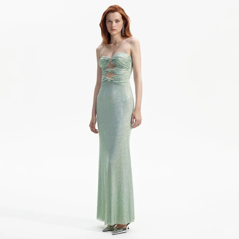 Strapless Sleeveless Rhinestone Maxi Dress ZNSBA701