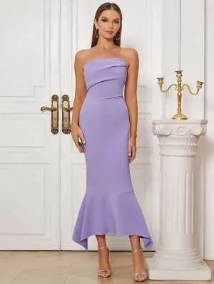 Strapless Sleeveless Slit Maxi Bodycon Dress HB10066