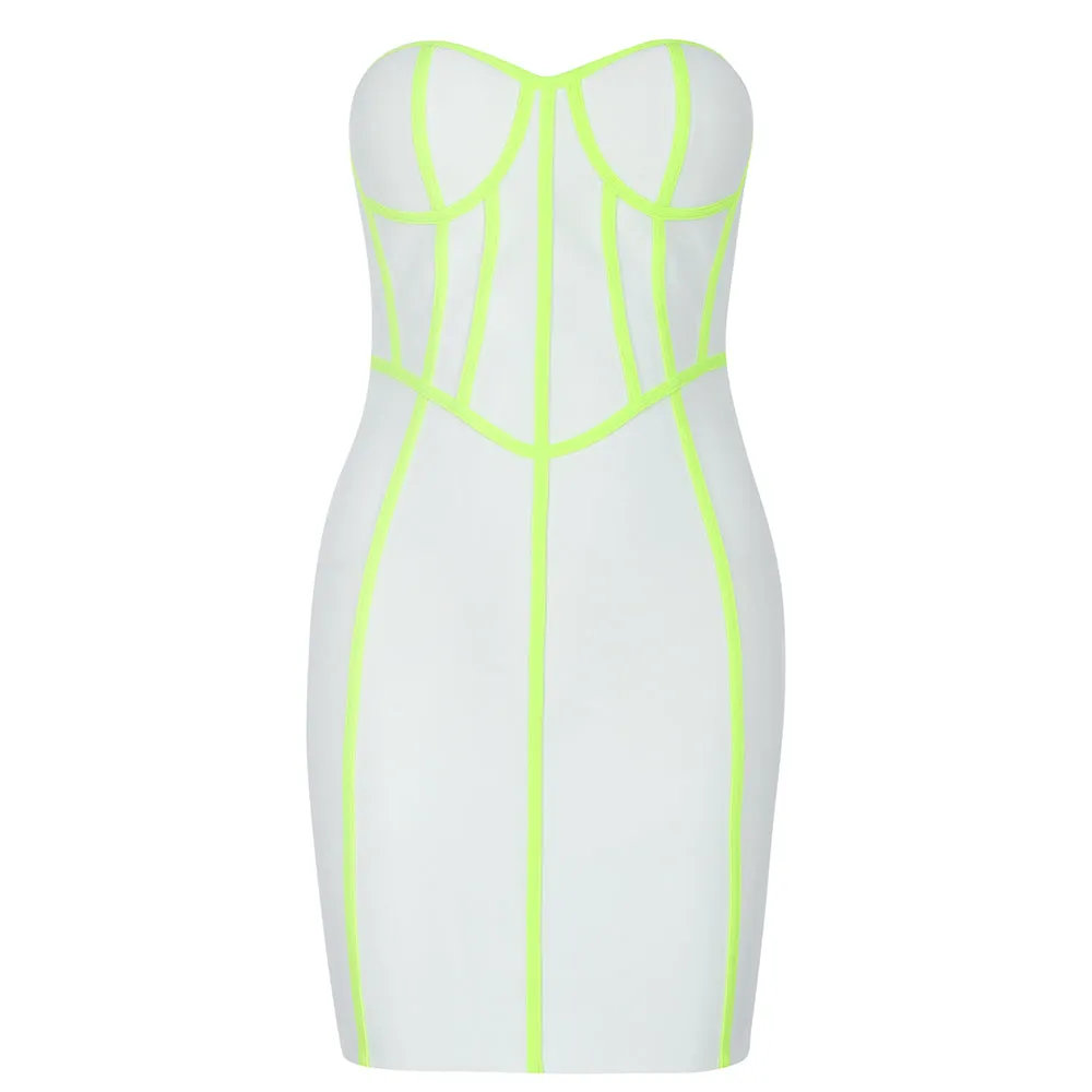 Strapless Sleeveless Striped Mini Bandage Dress HB7273