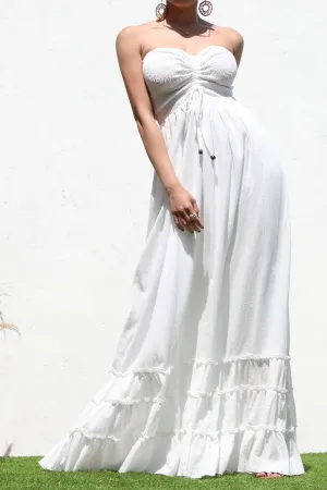 Strapless smoked maxi dress