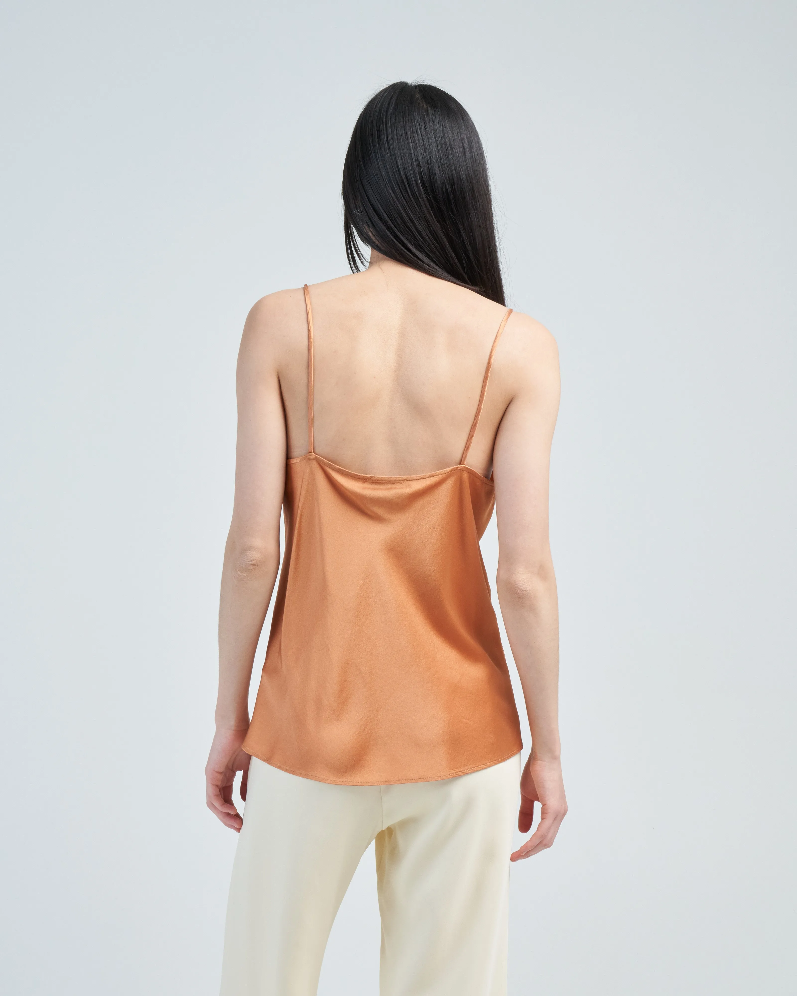 stretch silk satin strappy top