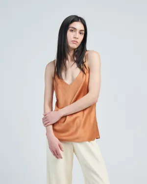 stretch silk satin strappy top