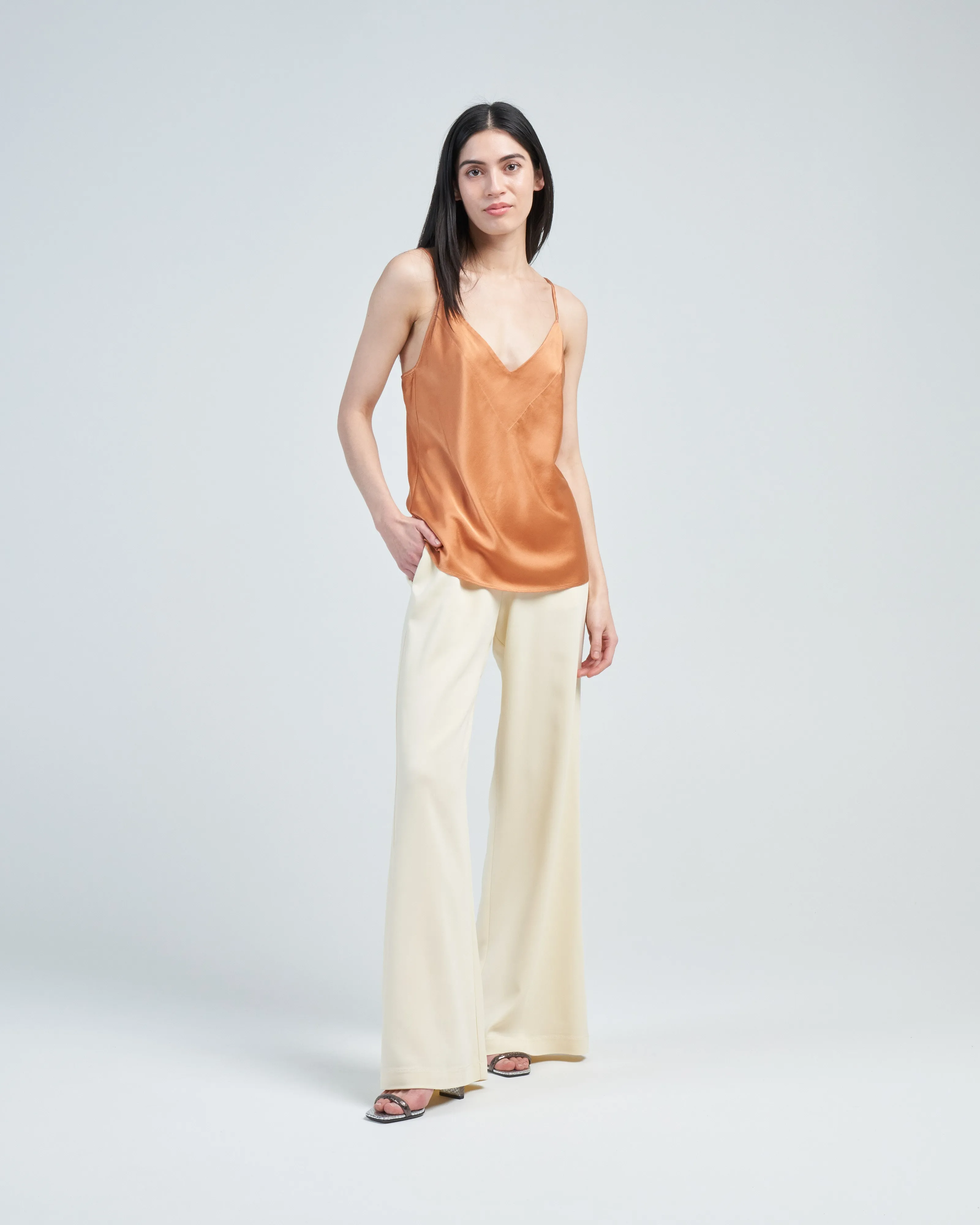 stretch silk satin strappy top