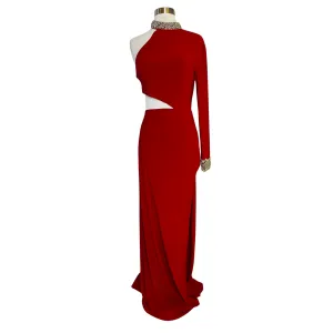 STUDIO 17 Style 12734 Long One Sleeve Gown Red Size 10 NWT