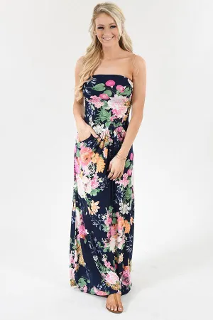Summer Lovin' Strapless Maxi Dress ~ Navy