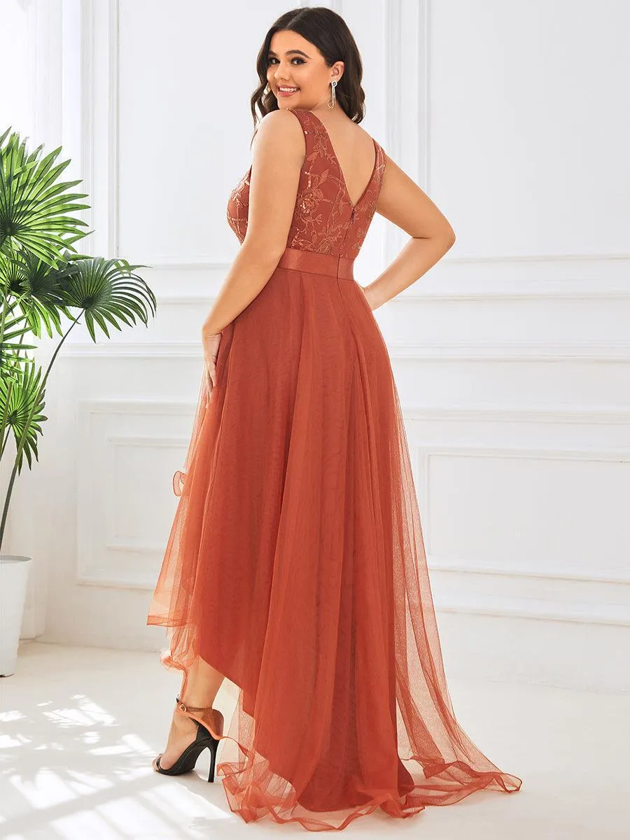 Taille personnalisée Robes de bal Tulle Paillettes High Low Asymétrique