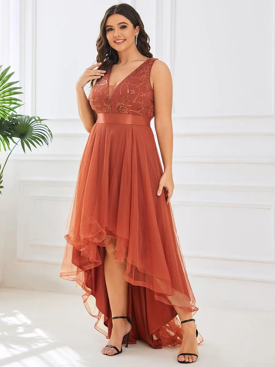 Taille personnalisée Robes de bal Tulle Paillettes High Low Asymétrique