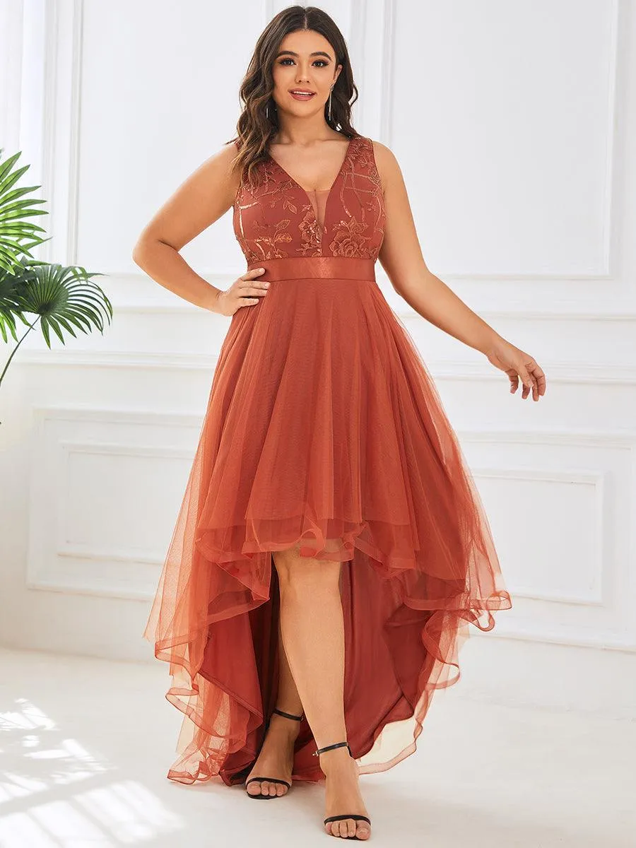 Taille personnalisée Robes de bal Tulle Paillettes High Low Asymétrique