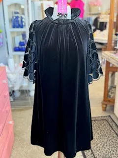 Take Me Out Velvet Dress- Black