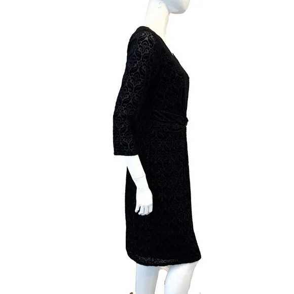 Talbots Long  Sleeve Burnt Out Velvet Dress Size MP