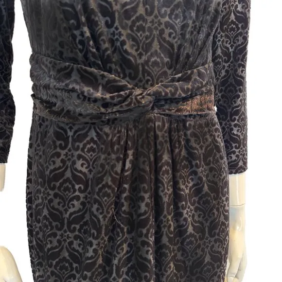 Talbots Long  Sleeve Burnt Out Velvet Dress Size MP