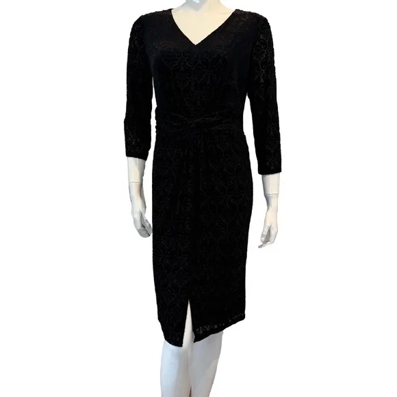 Talbots Long  Sleeve Burnt Out Velvet Dress Size MP