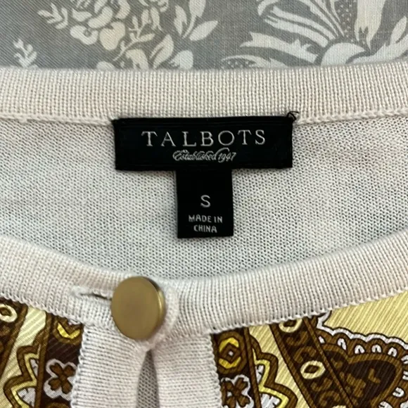 Talbots Short Sleeve Silk One Button Sweater