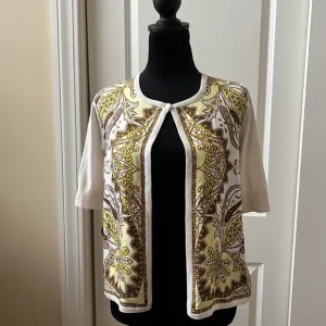 Talbots Short Sleeve Silk One Button Sweater