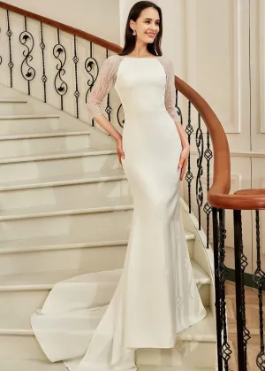 Tarlia Boat Neck Ivory Fitted Wedding Dress Size 10 Express NZ wide