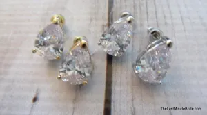 Teardrop Button CZ Earrings (more colors)