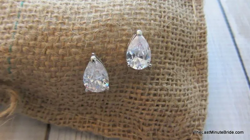 Teardrop Button CZ Earrings (more colors)