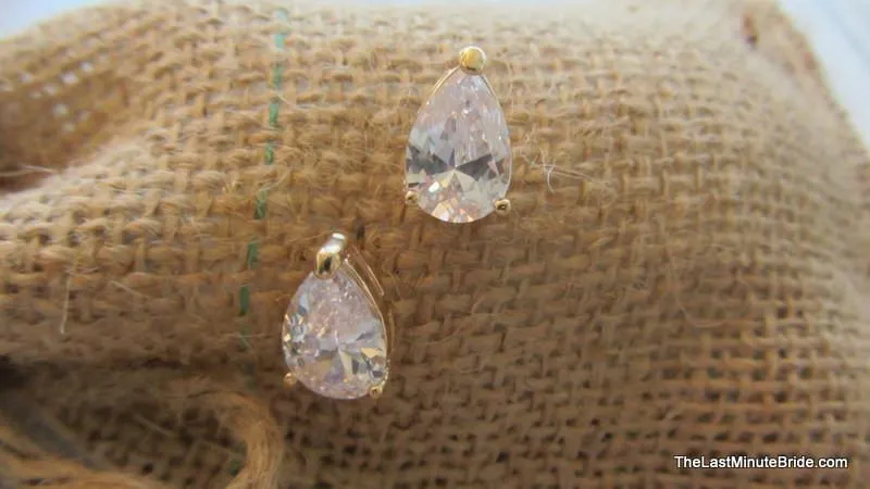 Teardrop Button CZ Earrings (more colors)
