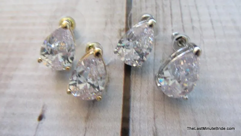 Teardrop Button CZ Earrings (more colors)