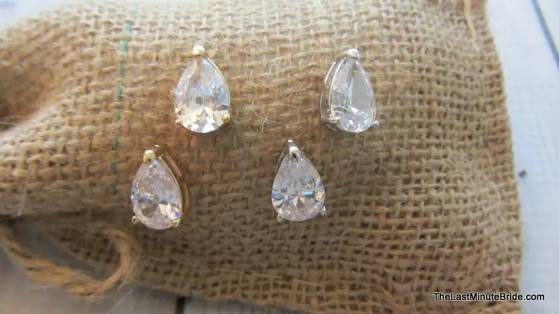 Teardrop Button CZ Earrings (more colors)