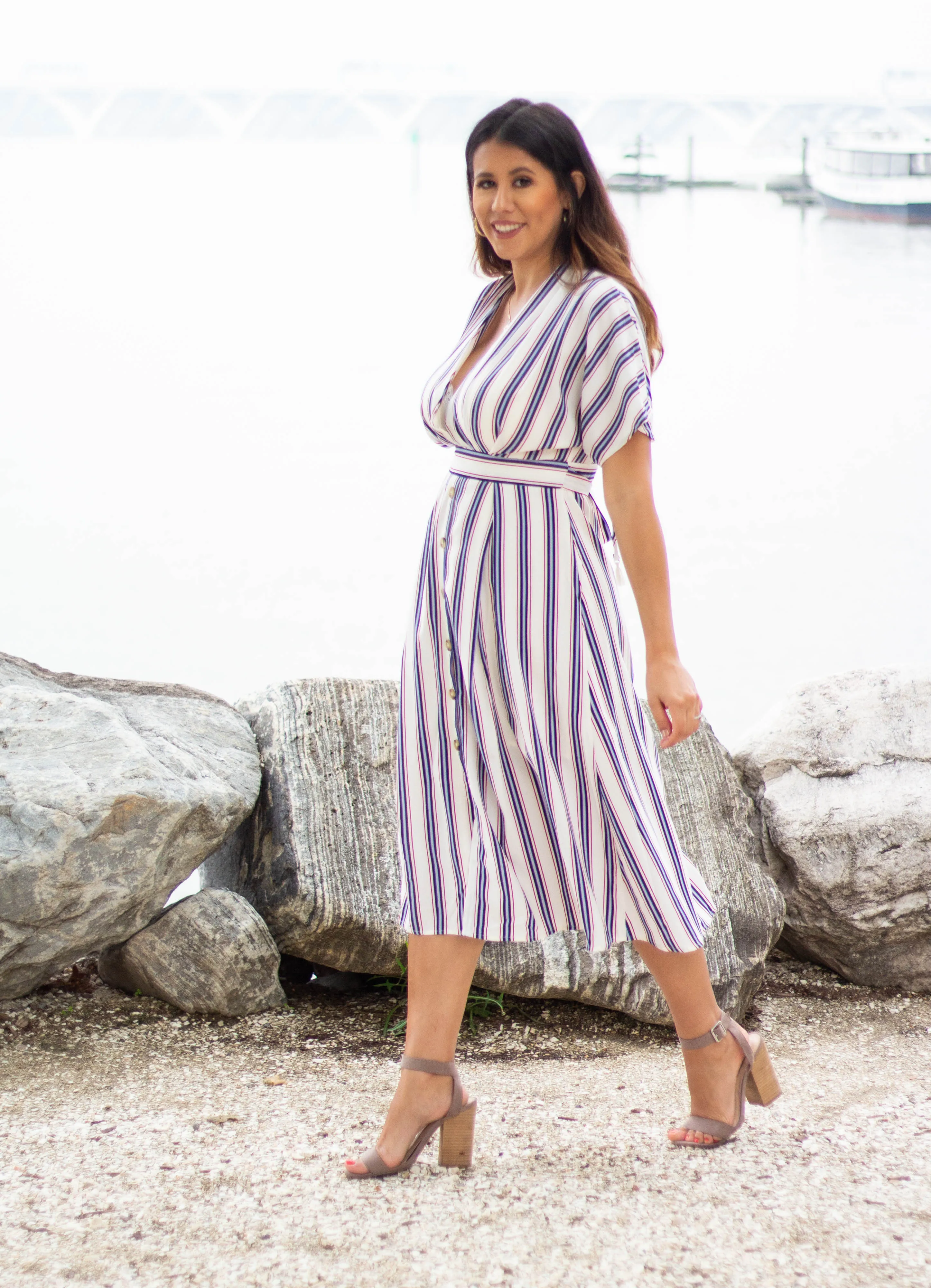 The Madrid Striped Midi Dress