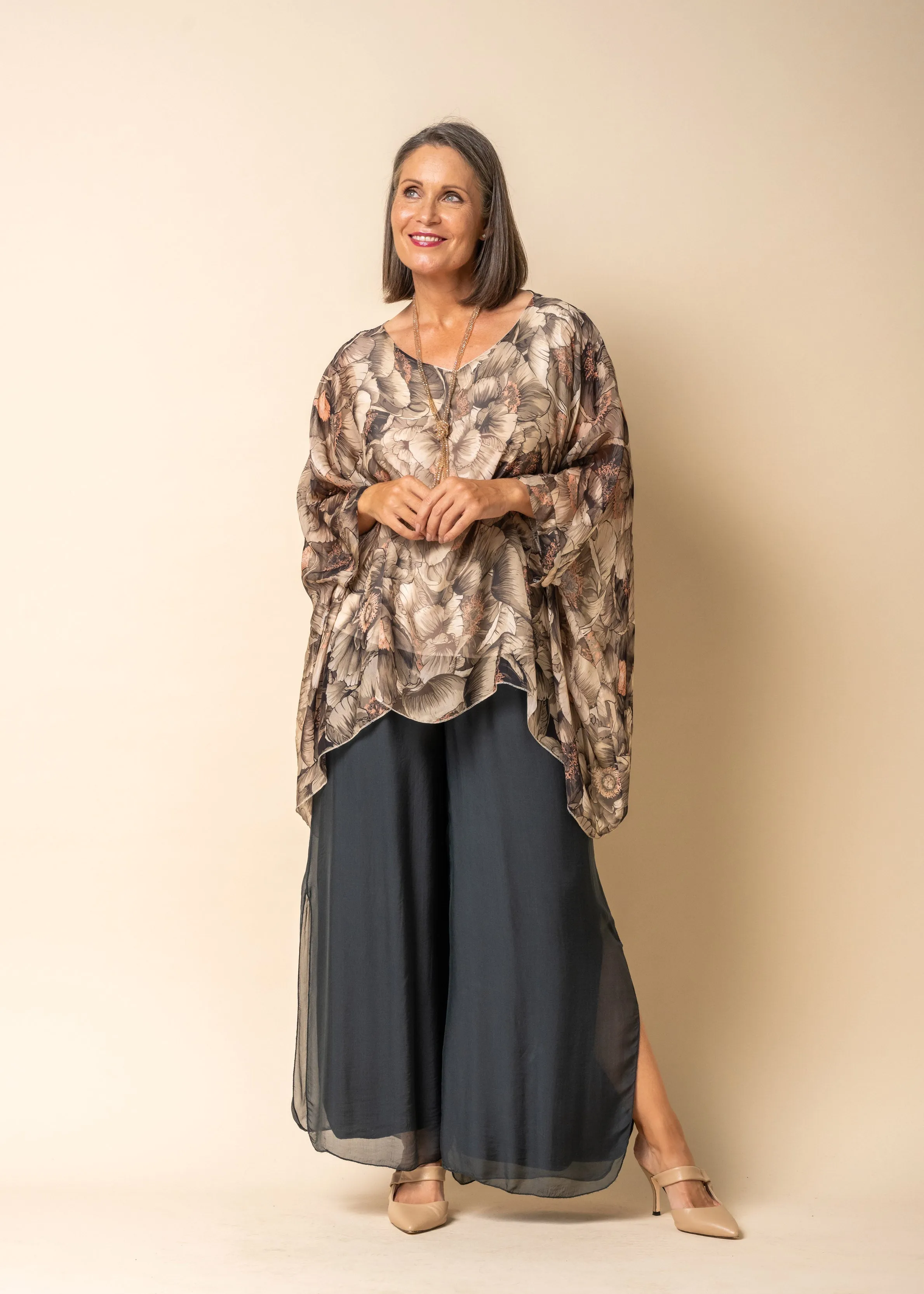 Thea Silk Top in Mocha