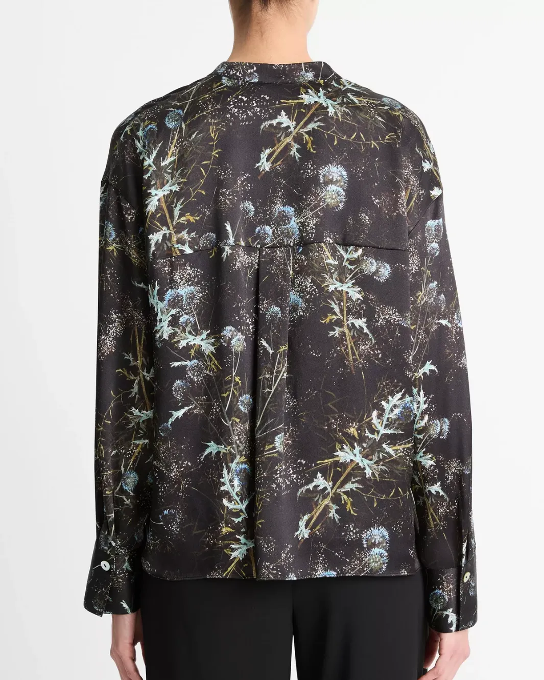 THISTLE DRAPED COLLAR BLOUSE IN AQUA SHADOW