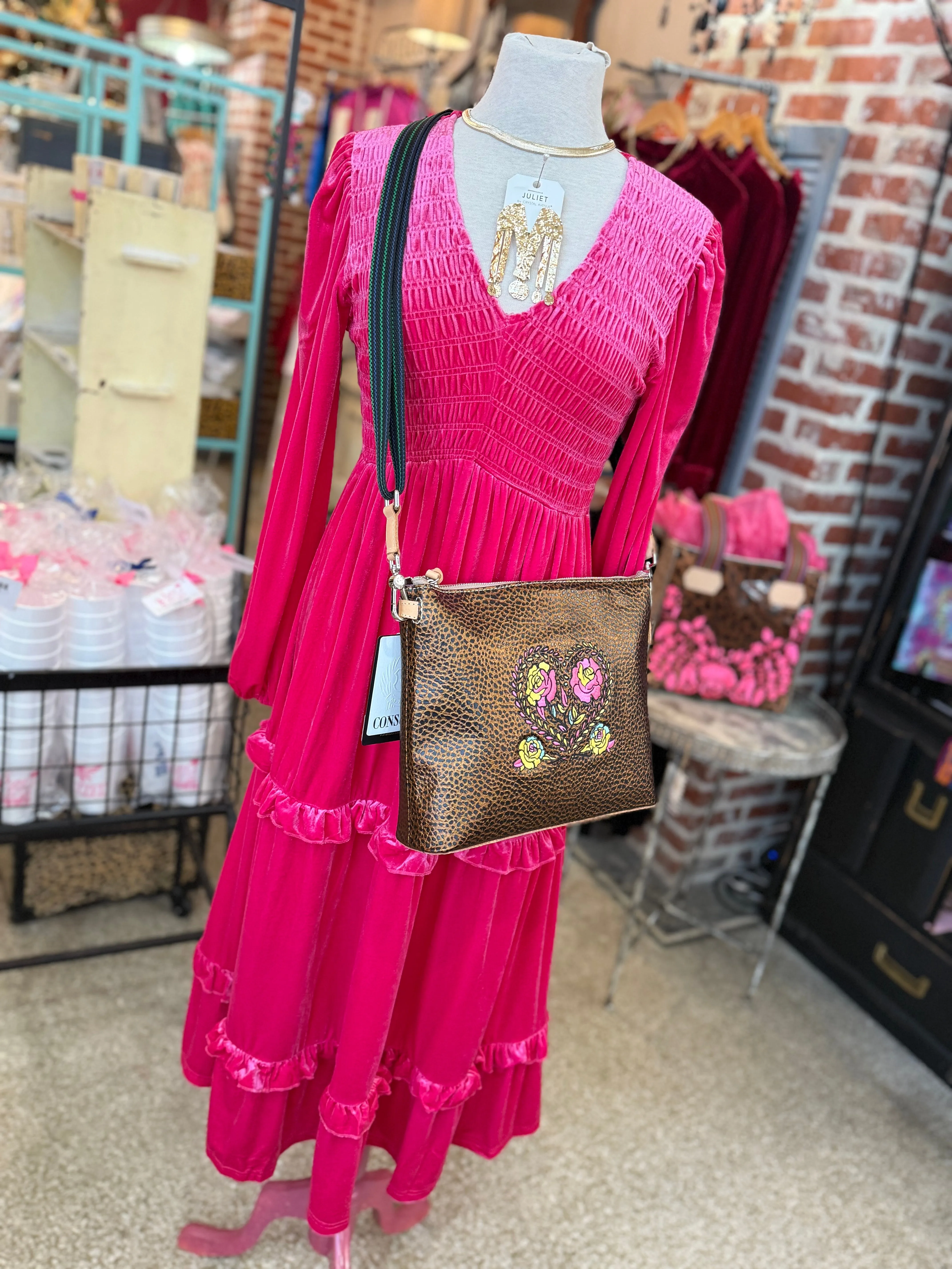 Tiered Pink Velvet Maxi Dress - SALE