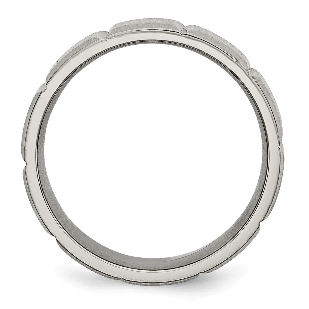 Titanium Satin and Polished 8mm Grooved Band