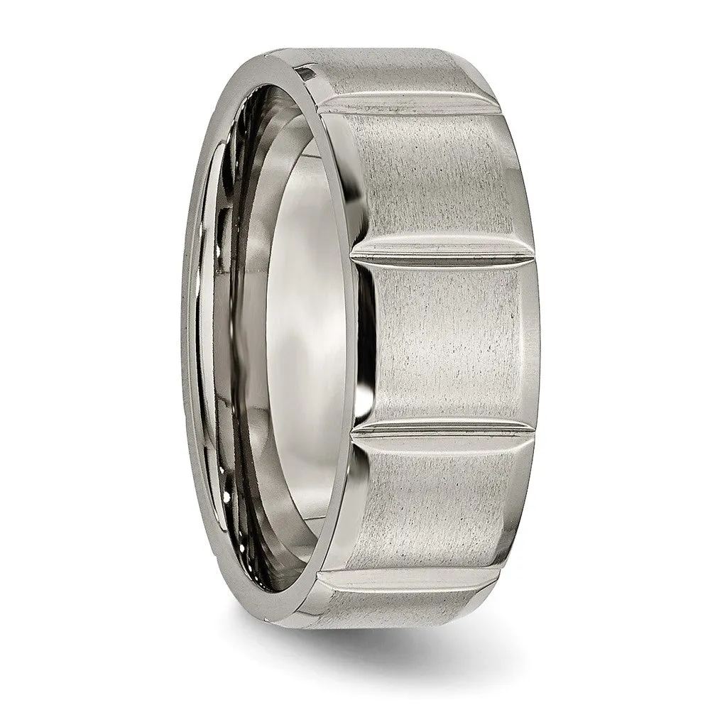 Titanium Satin and Polished 8mm Grooved Band