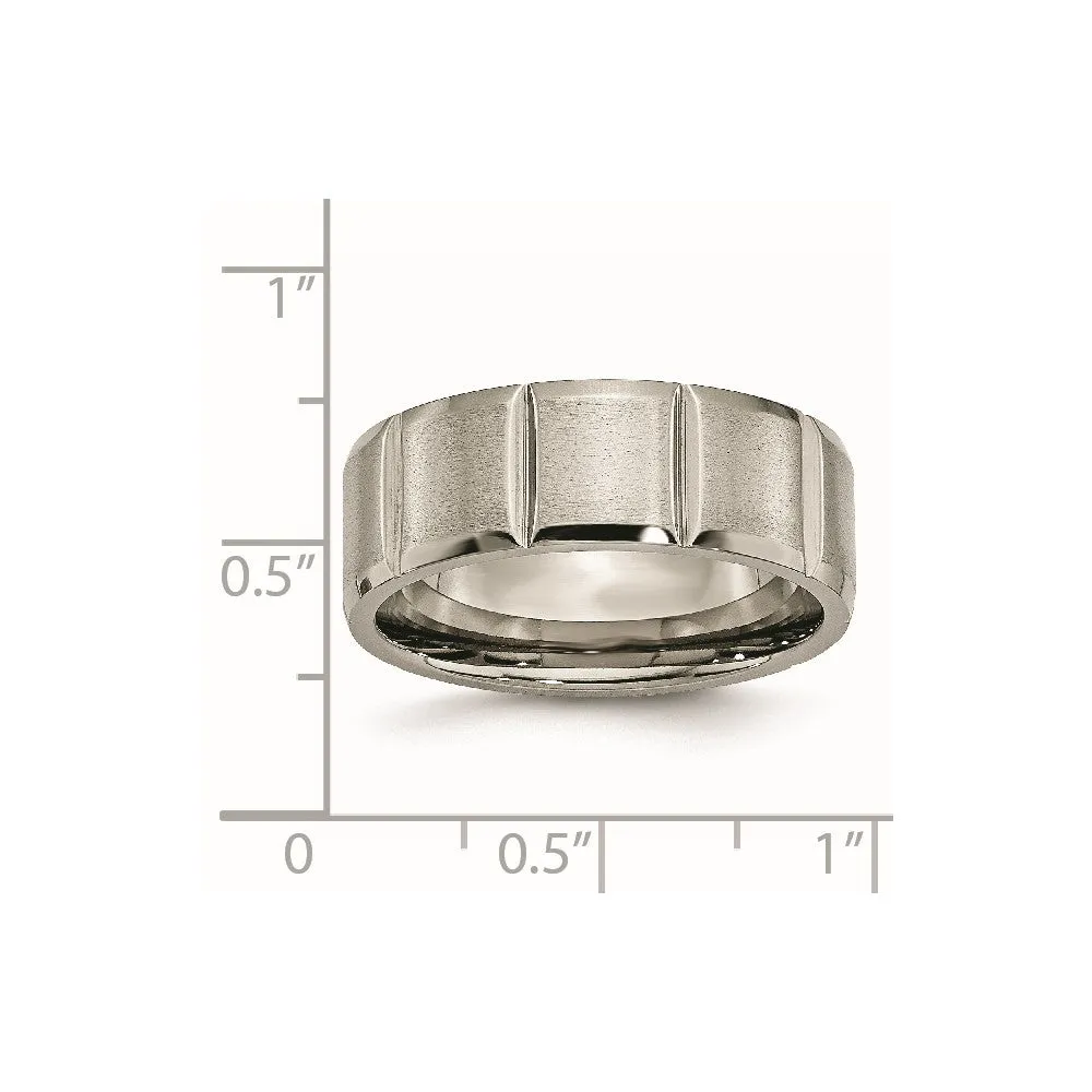 Titanium Satin and Polished 8mm Grooved Band