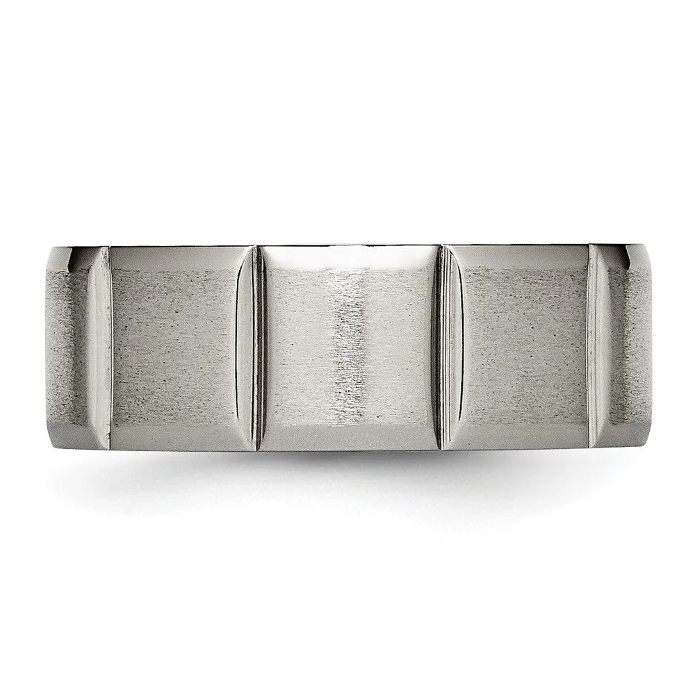 Titanium Satin and Polished 8mm Grooved Band