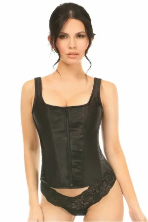 Top Drawer Black Satin Steel Boned Corset w/Straps