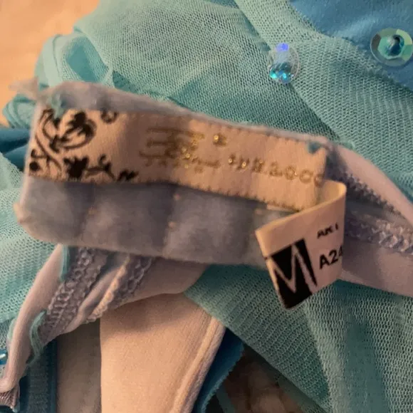 Torquoise Bustier 34b or C cup.  Light blue is sheer