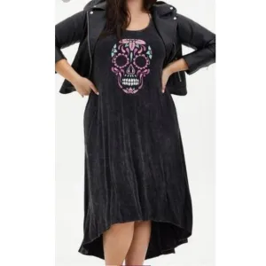 Torrid Super Soft Knits size 0 sugar skull long maxi dress black