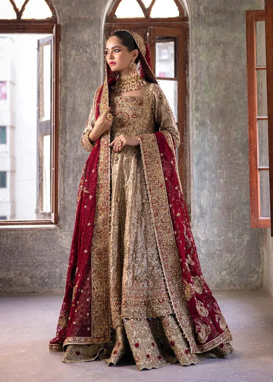 Traditional Pakistani Bridal Dress in Wedding Lehenga Gown and Net Dupatta Style Online