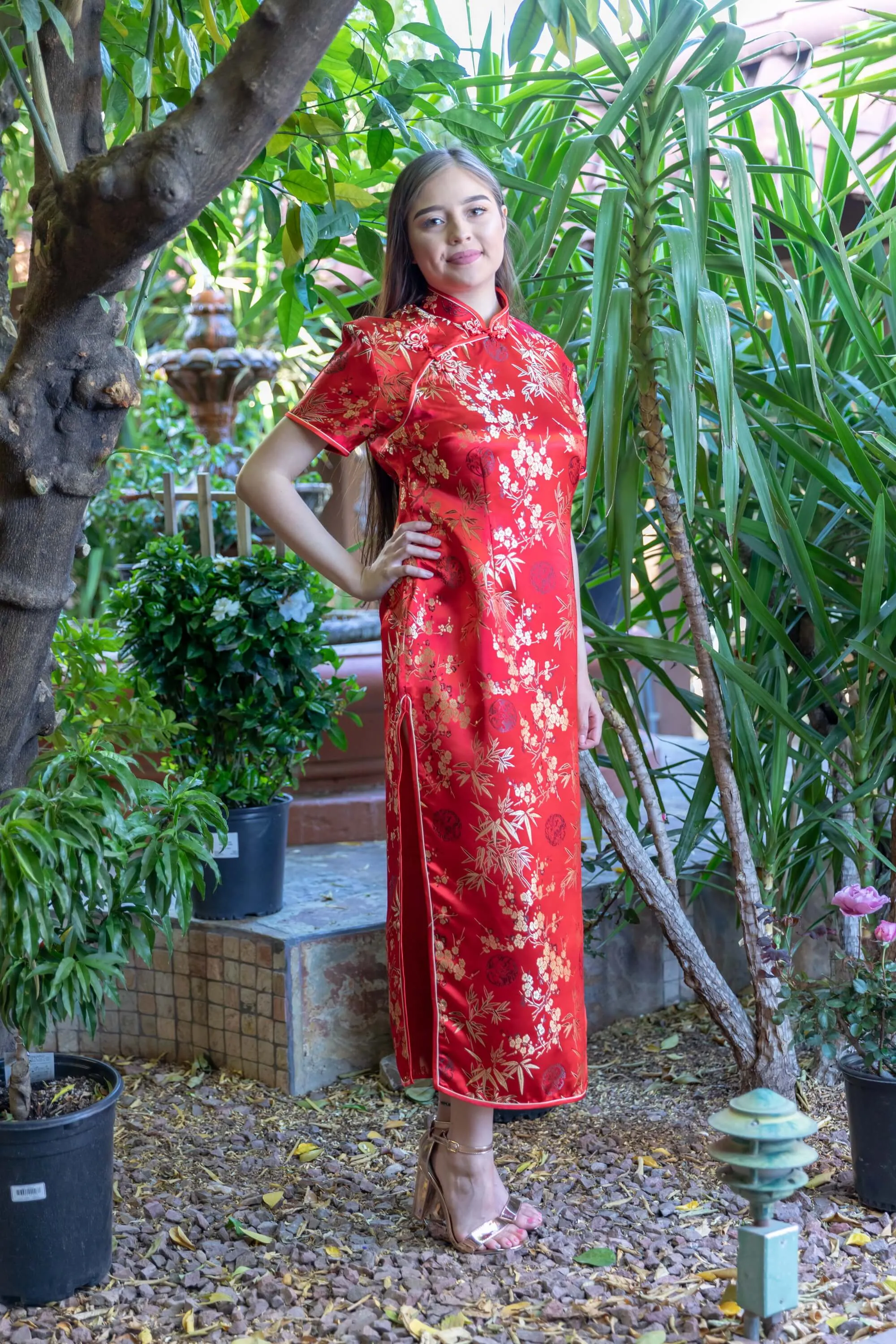 Traditional Red Chinese Silk Dress
