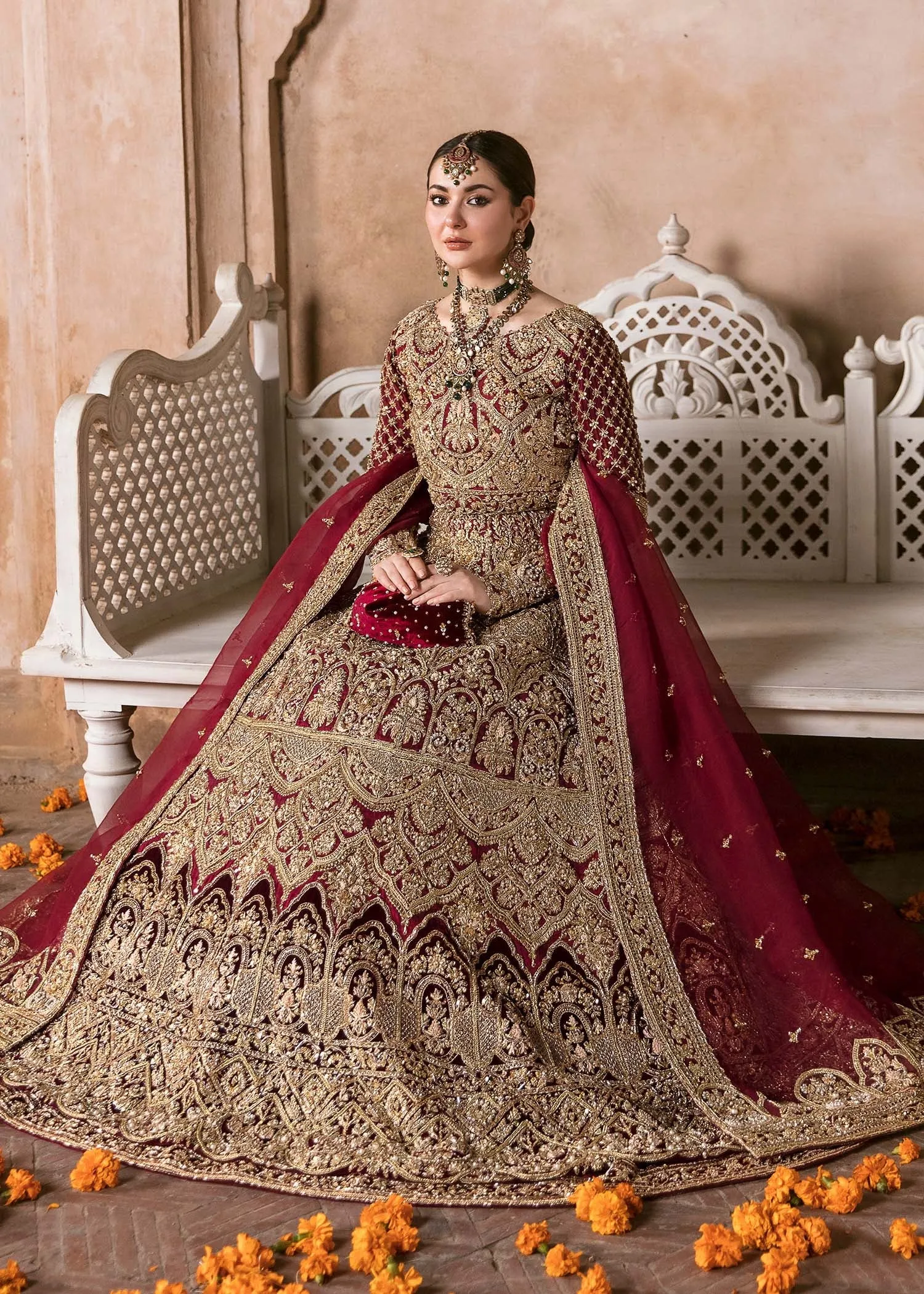 Traditional Red Lehenga Gown Pakistani Wedding Dresses
