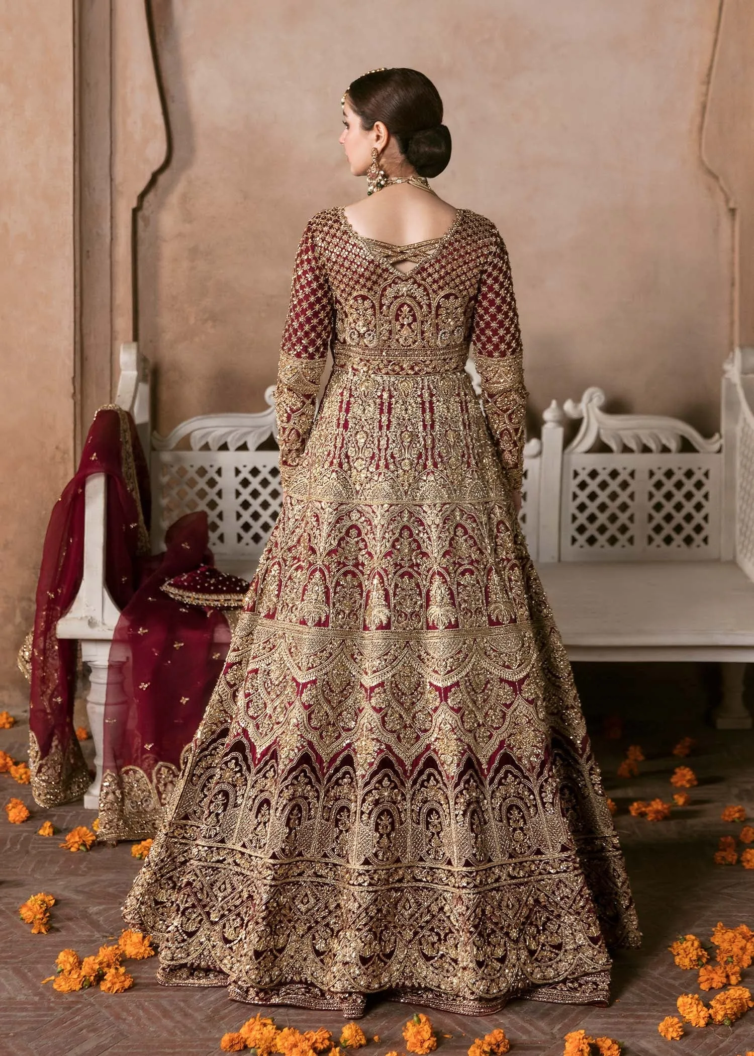 Traditional Red Lehenga Gown Pakistani Wedding Dresses