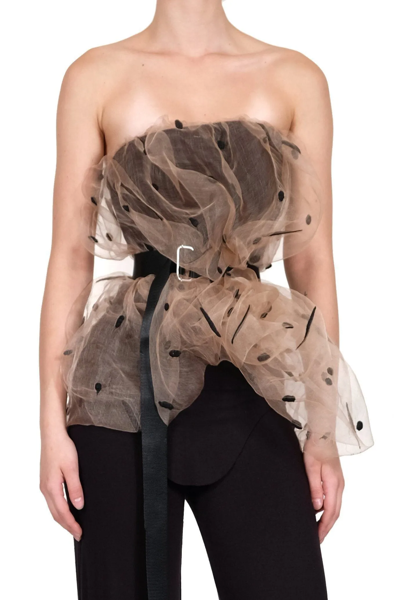 Transparent Nude Silk Top