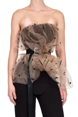 Transparent Nude Silk Top