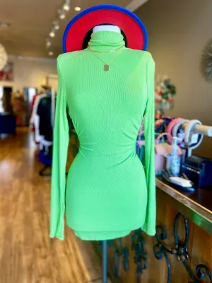 Turtle Neck Backless Mini Dress
