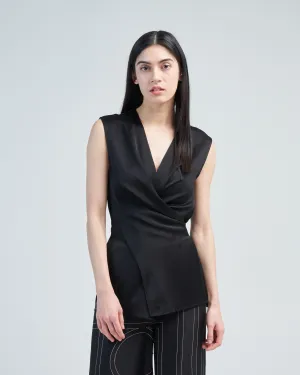 twisted satin tie top