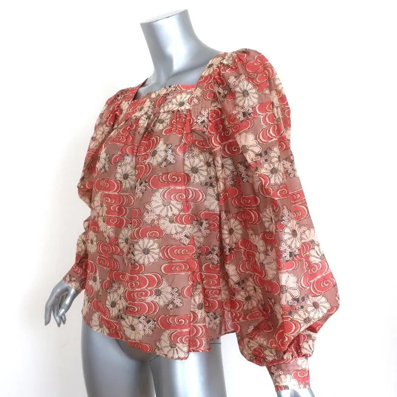 Ulla Johnson Blouse Doris Petunia Printed Organza Size 6 Puff Sleeve Top NEW