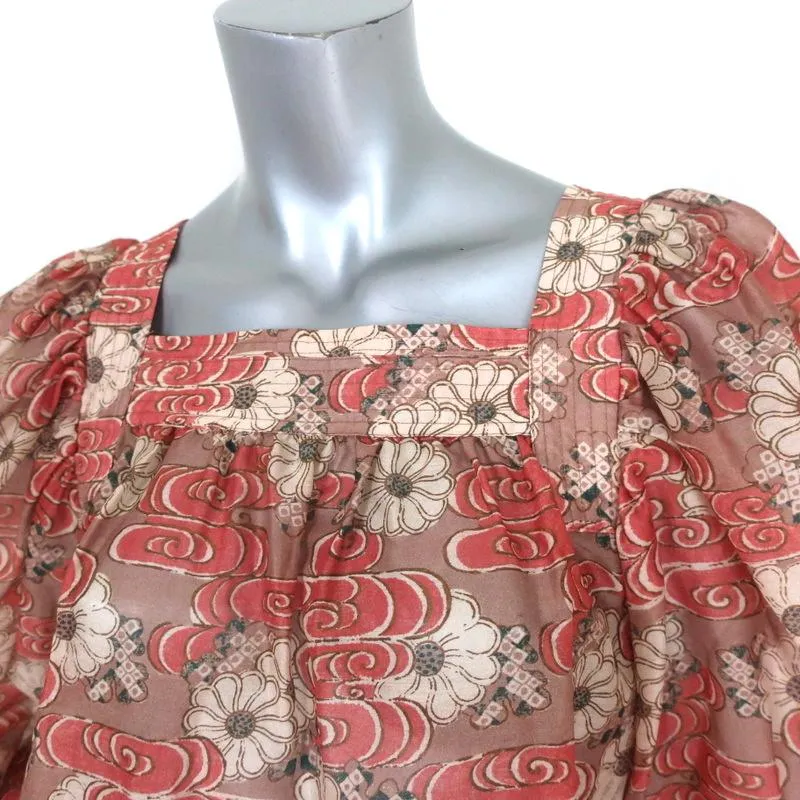 Ulla Johnson Blouse Doris Petunia Printed Organza Size 6 Puff Sleeve Top NEW